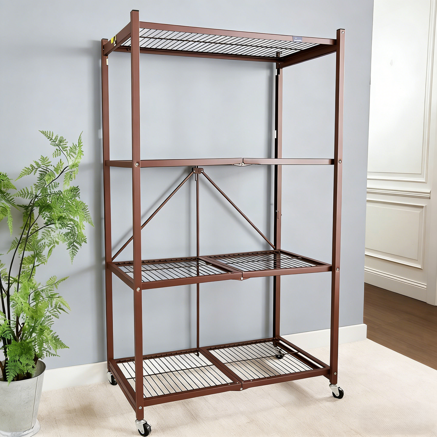 NO ASSEMBLY NEEDED! Easy Fold & Store 360° Storage Rack