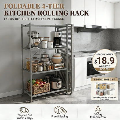 NO ASSEMBLY NEEDED! Easy Fold & Store 360° Storage Rack