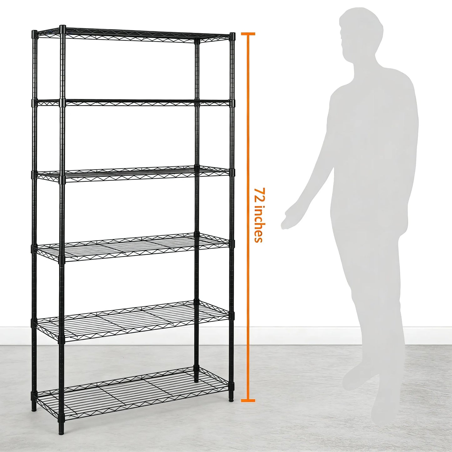 5-Tier Steel Rack, Adjustable & Heavy Duty