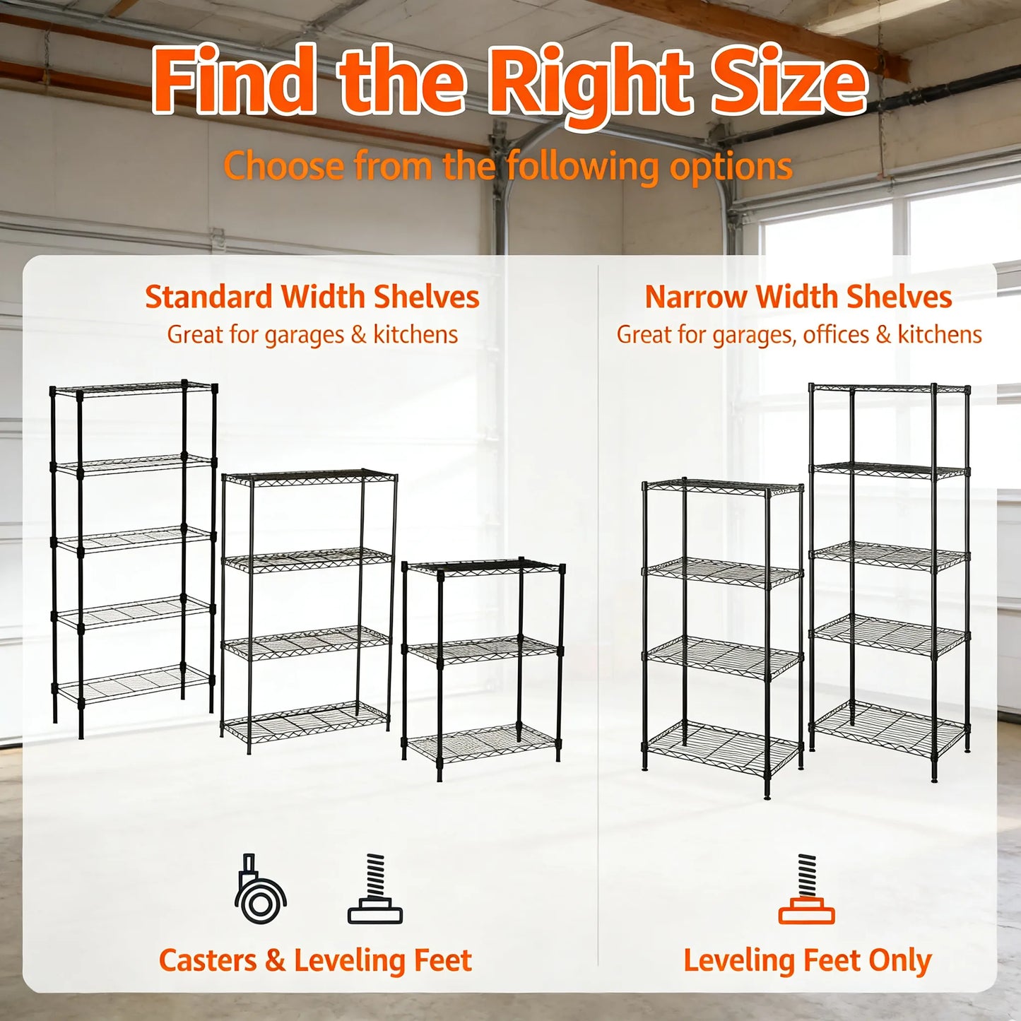 5-Tier Steel Rack, Adjustable & Heavy Duty