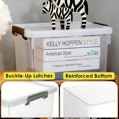 4-Pack 22.2 Qt Storage Bins with Lids, Clear & Stackable