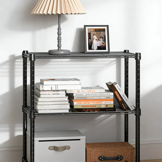 3-Tier Steel Utility Rack, High Capacity & Compact, Multi-Scene Organizer for Home, Kitchen & Office.