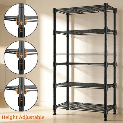 3-Tier Steel Utility Rack, High Capacity & Compact, Multi-Scene Organizer for Home, Kitchen & Office.