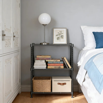 3-Tier Steel Utility Rack, High Capacity & Compact, Multi-Scene Organizer for Home, Kitchen & Office.