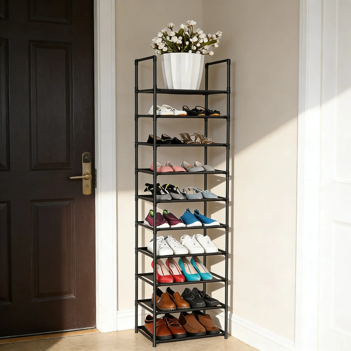 10-Tier Sturdy Shoe Rack, Holds 20-25 Pairs