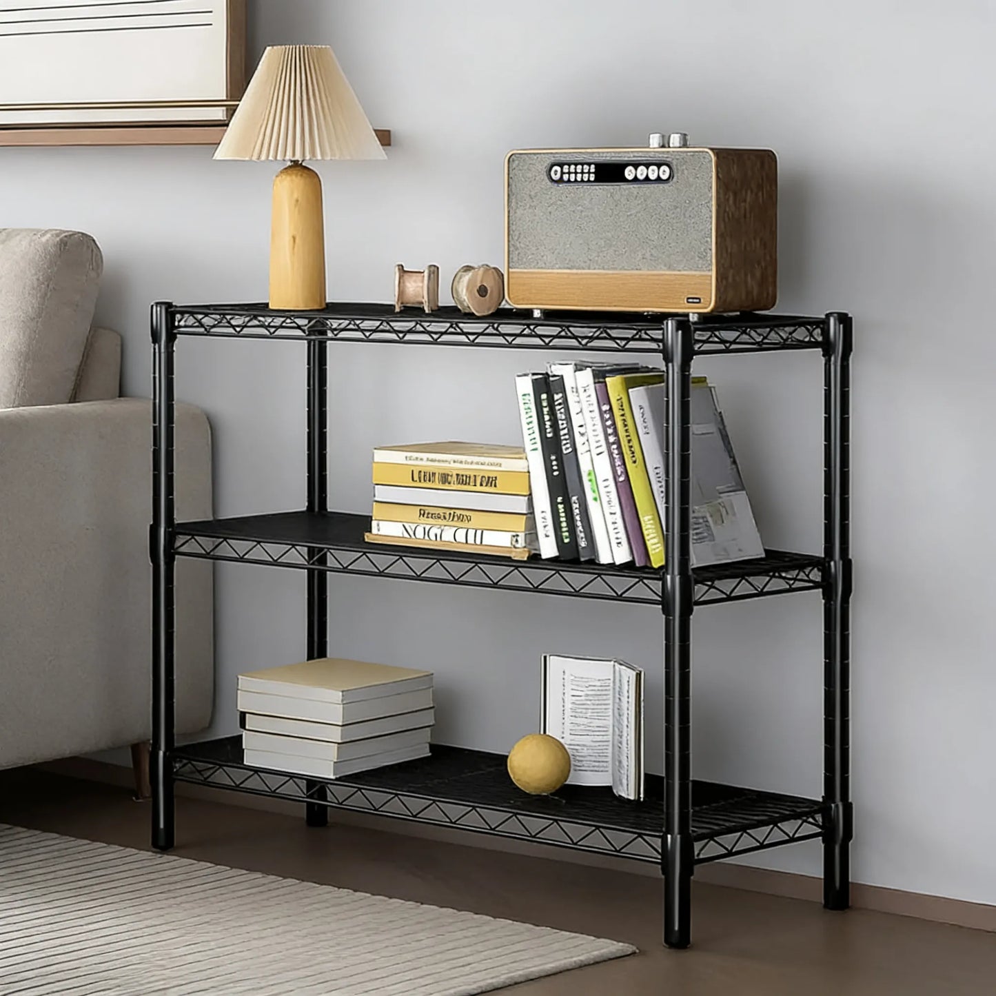 3-Tier Adjustable Metal Rack for Multi-Scene Storage