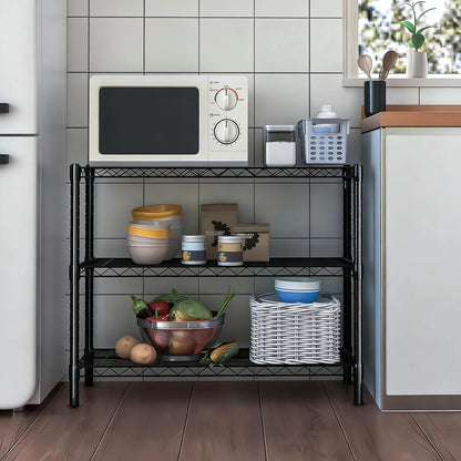 3-Tier Adjustable Metal Rack for Multi-Scene Storage