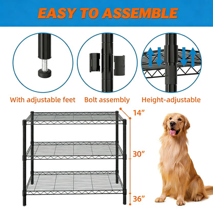 3-Tier Adjustable Metal Rack for Multi-Scene Storage