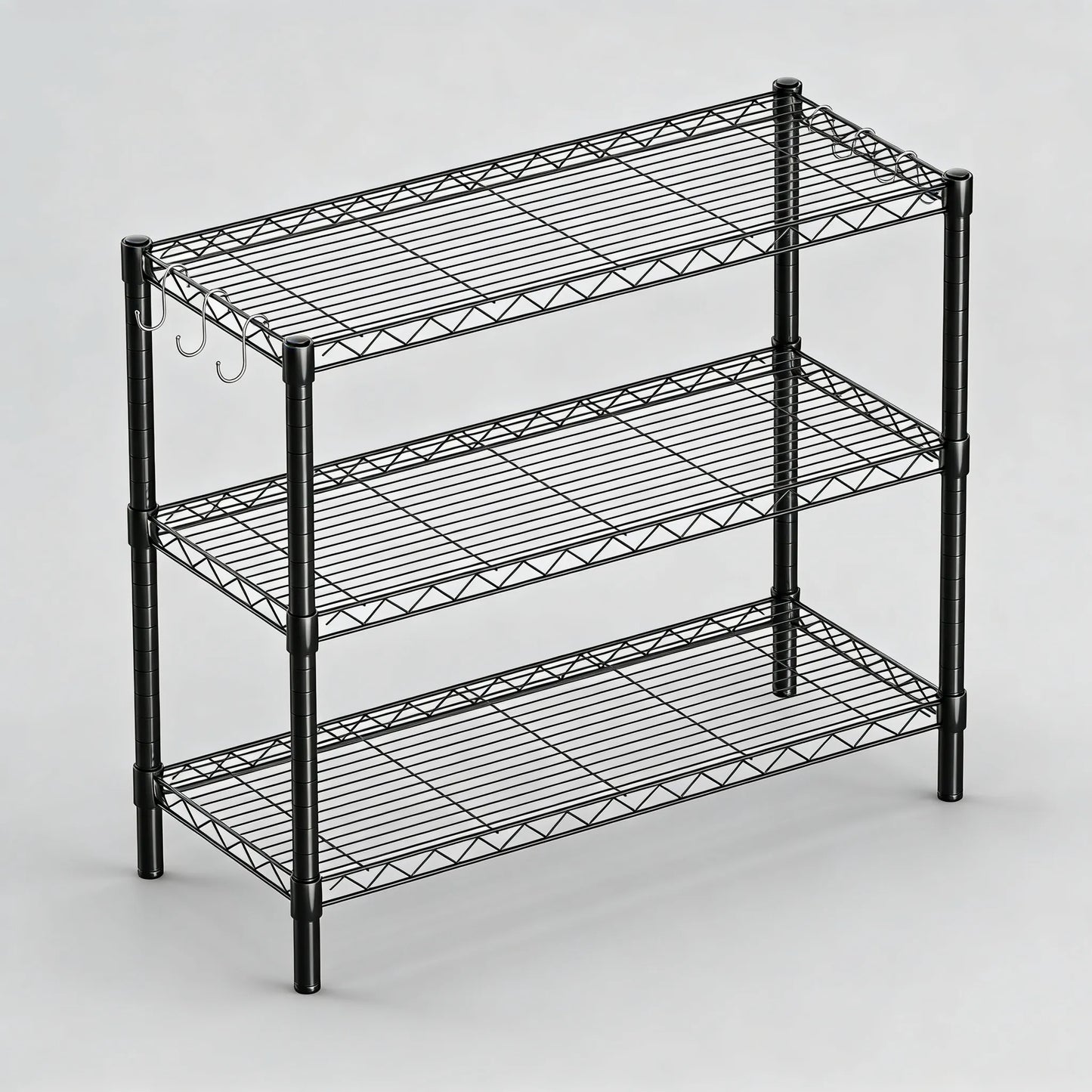 3-Tier Adjustable Metal Rack for Multi-Scene Storage