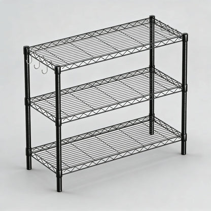 3-Tier Adjustable Metal Rack for Multi-Scene Storage