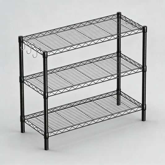 3-Tier Adjustable Metal Rack for Multi-Scene Storage