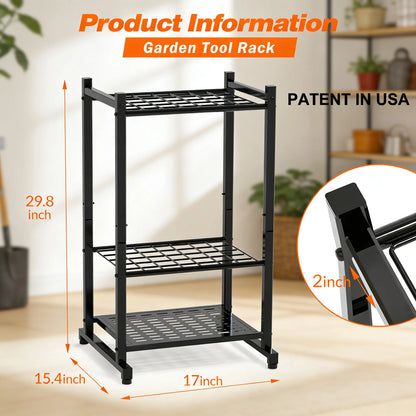 Heavy-Duty Garden Tool Rack, Steel Large-Capacity Vertical Organizer