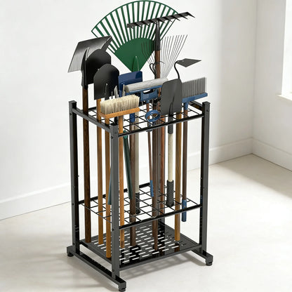 Heavy-Duty Garden Tool Rack, Steel Large-Capacity Vertical Organizer