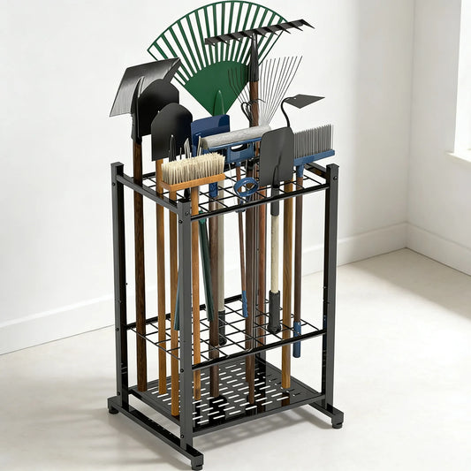 Heavy-Duty Garden Tool Rack, Steel Large-Capacity Vertical Organizer