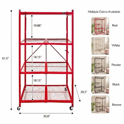 NO ASSEMBLY NEEDED! Easy Fold & Store 360° Storage Rack