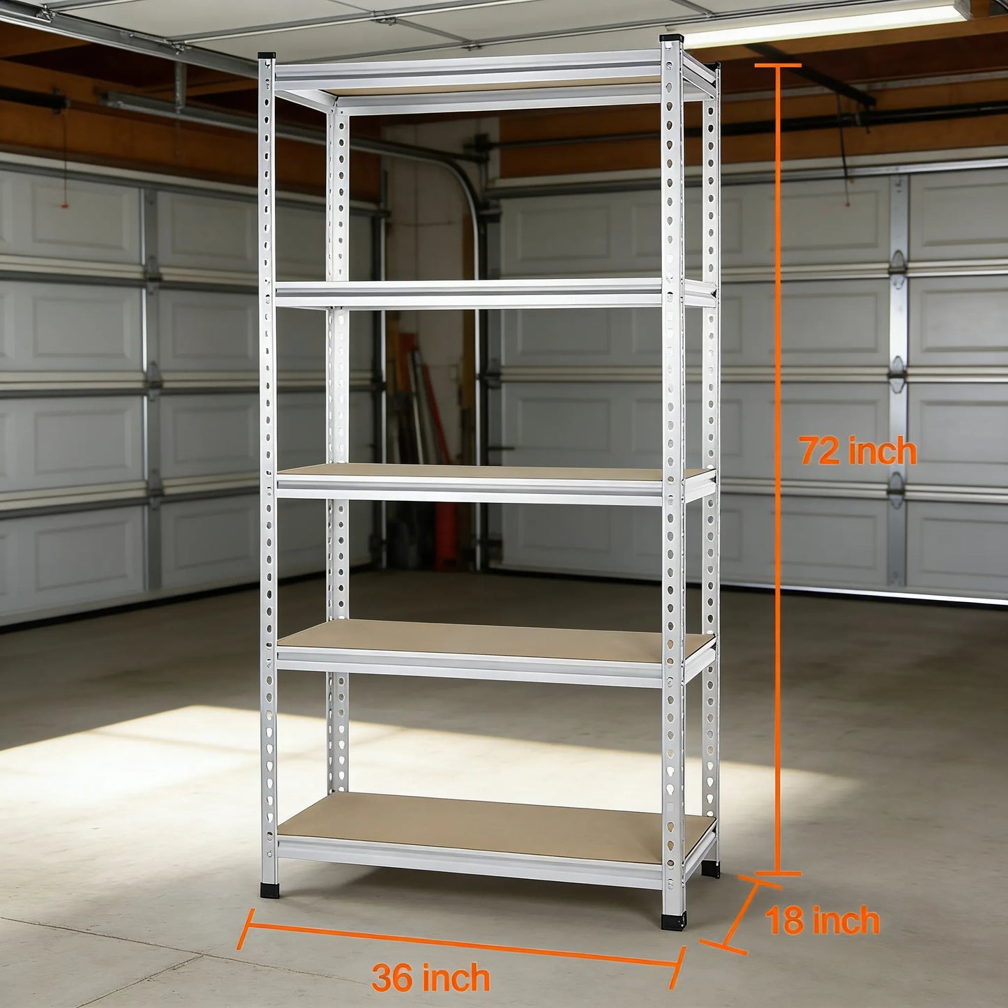 5-Tier Aluminum Storage Shelf, Medium Duty Double-Post Structure for Garage & Storage