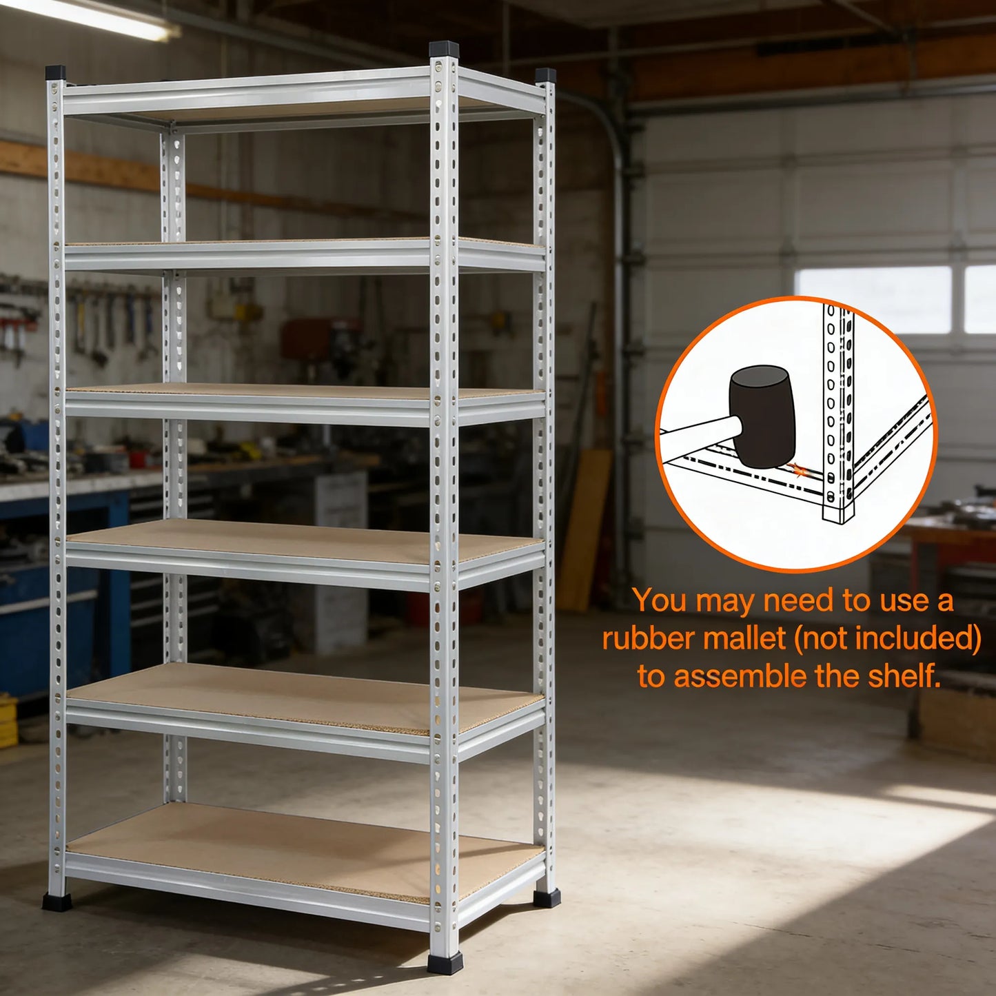 5-Tier Aluminum Storage Shelf, Medium Duty Double-Post Structure for Garage & Storage