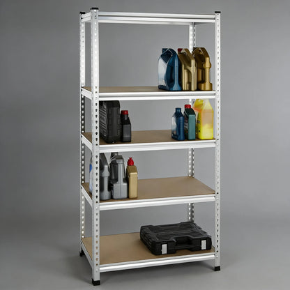5-Tier Aluminum Storage Shelf, Medium Duty Double-Post Structure for Garage & Storage