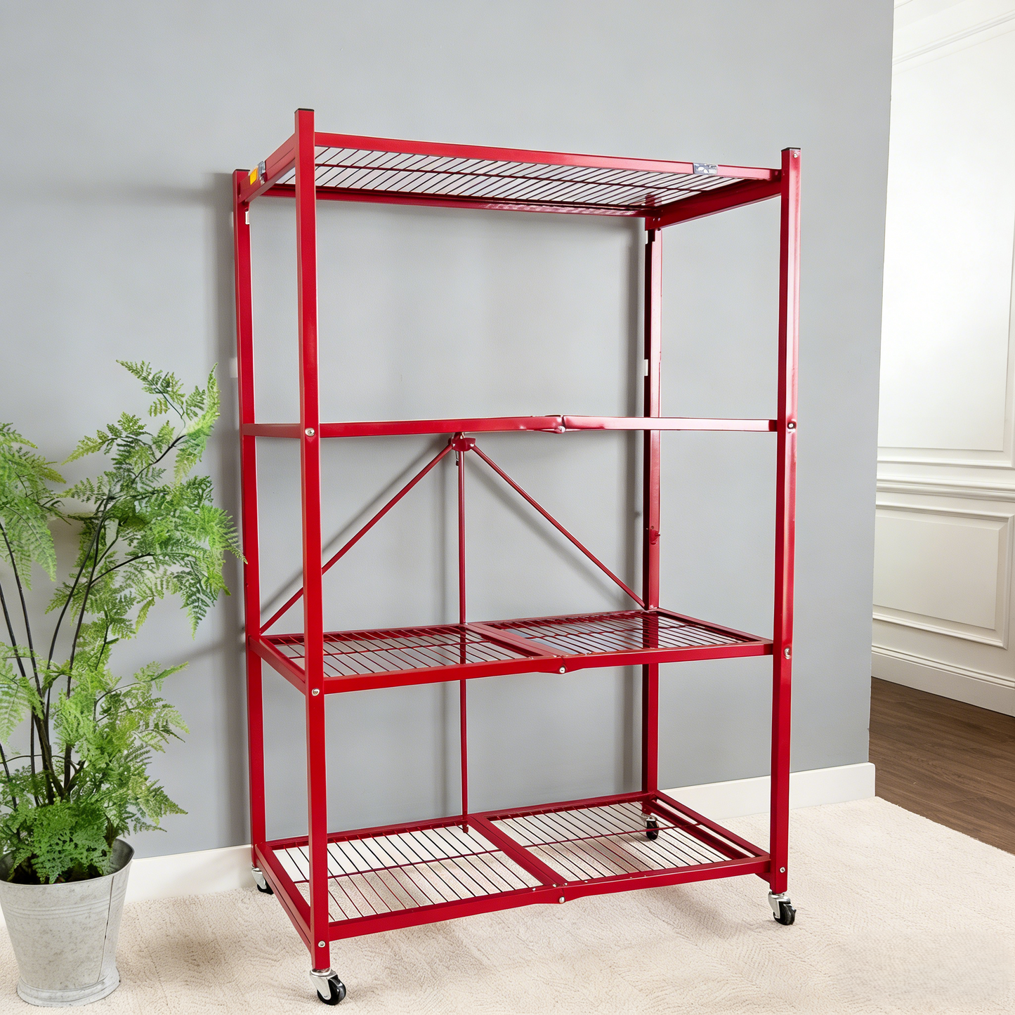 NO ASSEMBLY NEEDED! Easy Fold & Store 360° Storage Rack